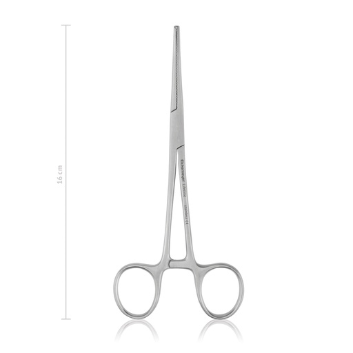 [974016] KOCHER érleszorító, egyenes, 1x2 fogú kivitel, 16 cm
