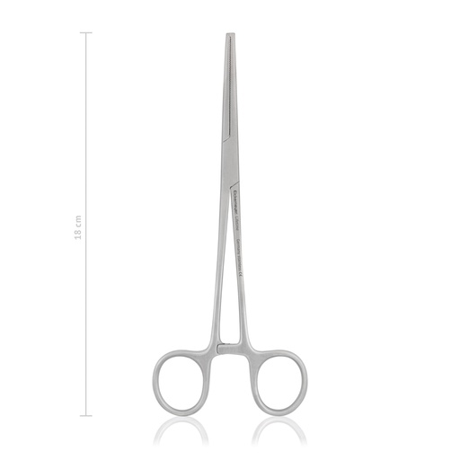 [142418] KOCHER-OCHSNER érleszorító, egyenes, 1×2 fogú kivitel, 18 cm