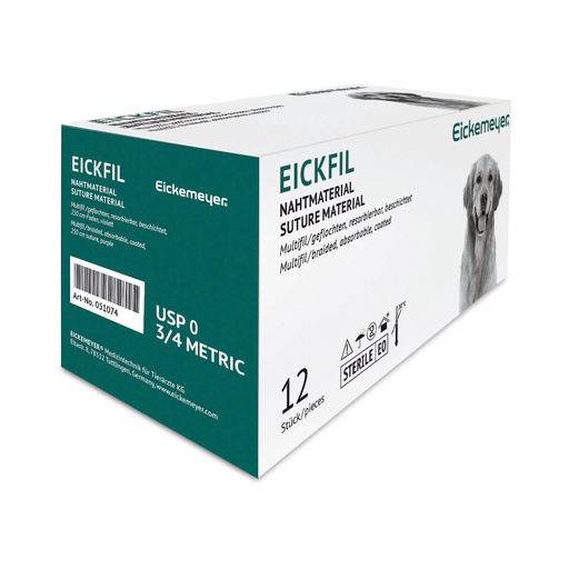 [051074] EICKFIL Polyglactin 910 varrófonal, USP 0, ibolya színű, 2,5 m, 12 db/csomag