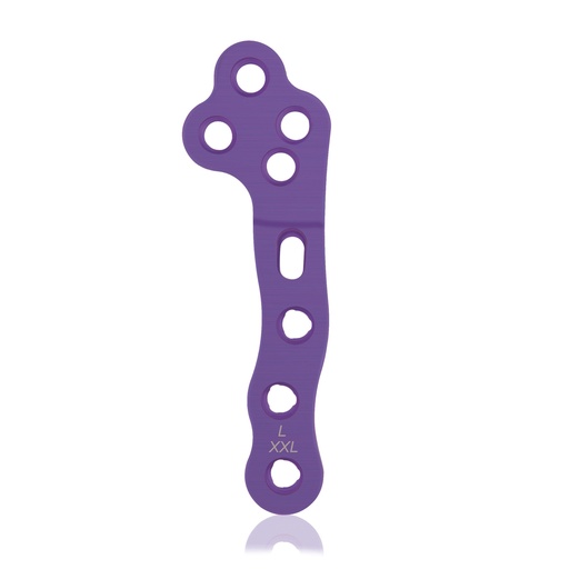 [187775] EickLoxx TPLO bal oldali XXL zárólemez, 4/4 lyuk, 74 mm, Ø 2.7 / 3.5, titán, magenta