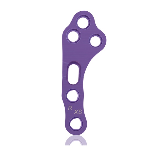 [187760] EickLoxx TPLO jobb oldali XS zárólemez, 3/3 lyuk, 30 mm, Ø 1.7 / 2.3, titán, magenta