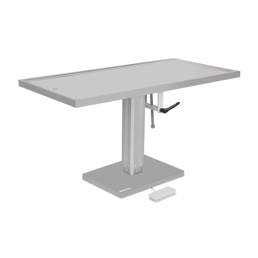 [601560] Rozsdamentes acél felületű műtőasztal, 60 x 130 cm / elektromos pumpával működő, egyirányú döntési mechanizmussal