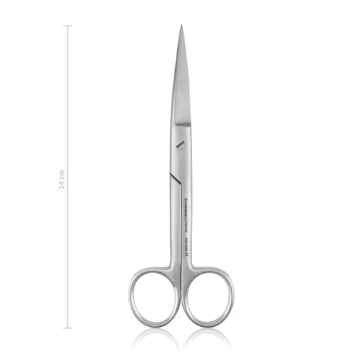 [970414] Műtéti olló, 14 cm, egyenes, hegyes/hegyes