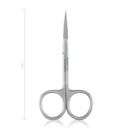 [110709] Finom sebészeti olló, 9 cm, hajlított, hegyes/hegyes