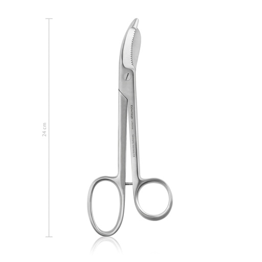 [123224] BRUNS kötszer és gipszpólya olló, recés pengékkel, 24 cm 
