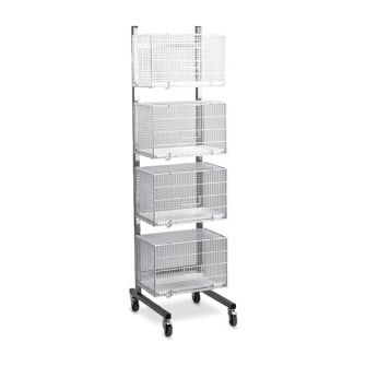 [643050] Cat cage stand, for 4 pet carrier, stainless steel, 4 locking casters