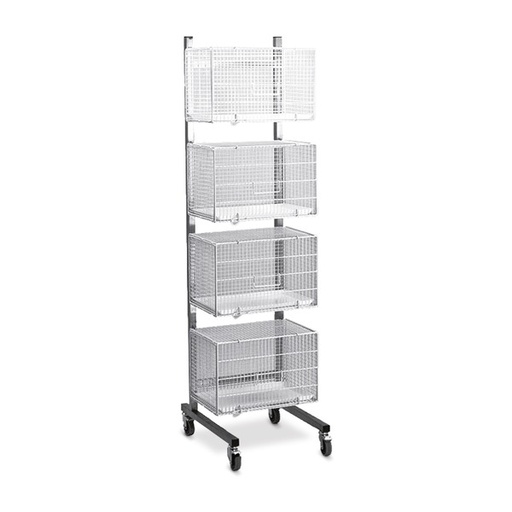 [643051] Stojak mobilny z 4 klatkami dla kota kompletny z 4 klatkami dla kota z wstawką i rusztem podłogowym